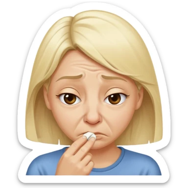 white blonde girl smells a bad odour  sticker