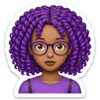 this emoji 🤓 but it’s a black girl with purple black curly hair no shoulders  sticker