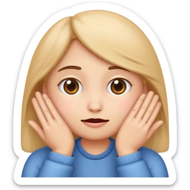 A single emoji that's feeling shy. In love. But hiding behind hands.  sticker