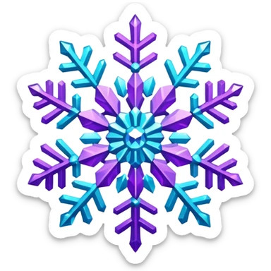 cyan and purple snowflake glitter sticker