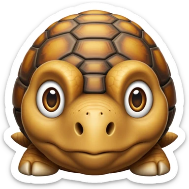cinematic-tortoise-realistic--emoji,-sturdy-domed-shell-in-rich-earthy-tones,,-wrinkled-wise-face-peering-ahead-with-calm-determination,-cute large-eyes-reflecting-centuries of wisdom, zoomed into its face sticker