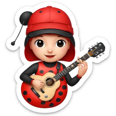 ladybug with a guitar and a cap sticker