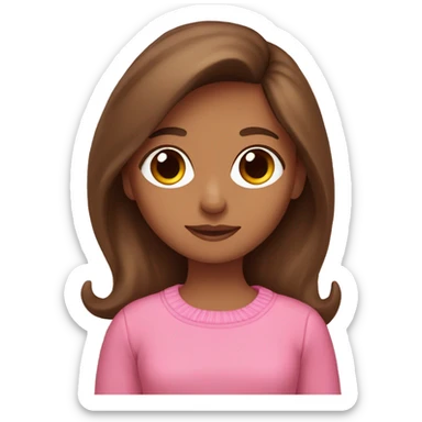 a brown hair girl wearing pink sweater holding brown long hair dachshund  sticker