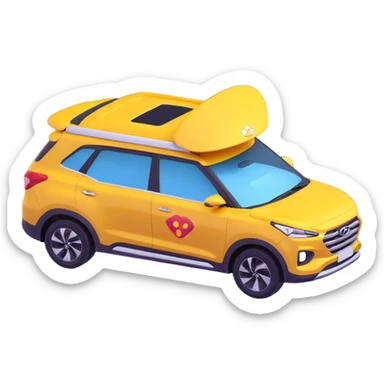 Hyundai INSTER car with partially open sunroof, light beaming inside, contemporary style, 3D emoji style sticker