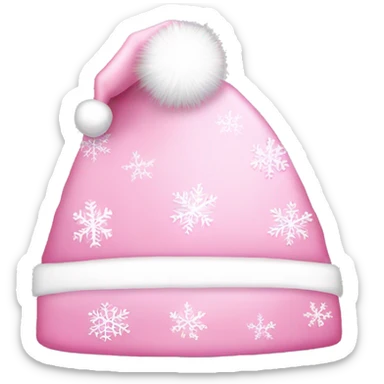 Light pink Santa hat with sparkly snowflakes  sticker