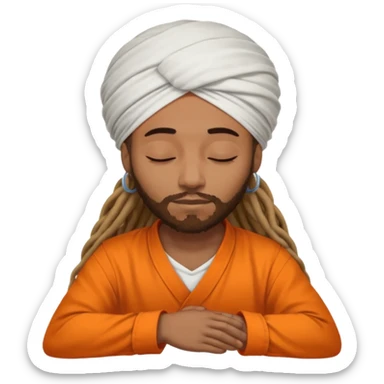 Brownskin man with long dreadlocks add a white turban on his head orange shirt sleeping with zzz above his head sticker