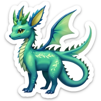 Shiny ethereal elemental swampy Salandit-Leafeon-Vaporeon-hybrid-fusion (full body) sticker