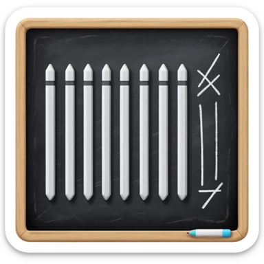 blackboard with five white tally marks sticker
