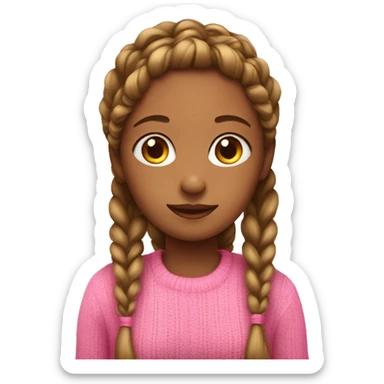 A girl with braids and a pink sueter sticker