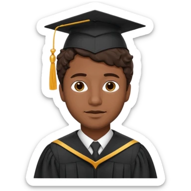 brown man, short very wavy hair, Brunette with graduation sticker