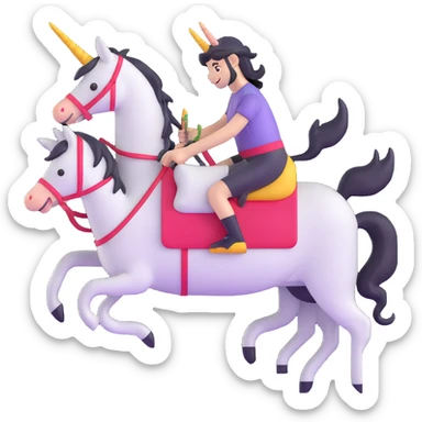 vibrant colored unicorn riding a donkey sticker
