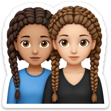 2 girl best friends. One is black with braids and brown eyes. One is white with curly brown hair with brown eyes.  sticker