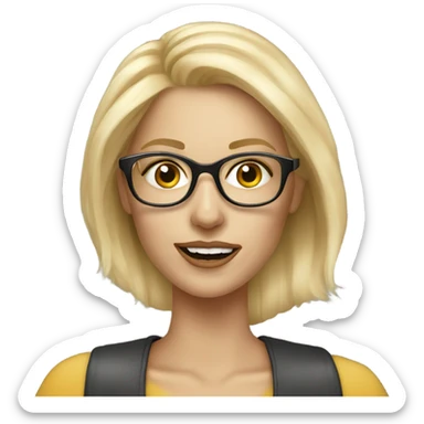 Hyper Realistic Blonde woman wearing glasses calling cell phone sticker