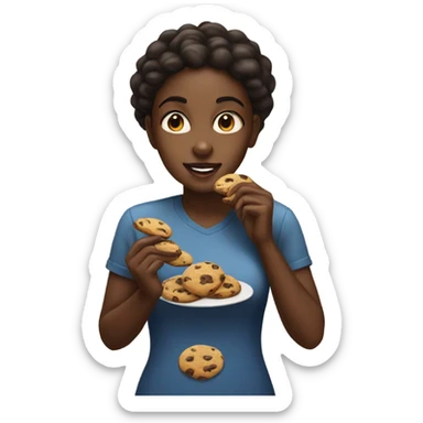 Black girl eating chocolate chip cookie sticker