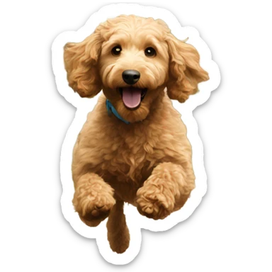 Mini goldendoodle chasing squirrel sticker