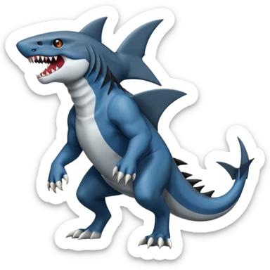dark-deep-denim-greyish-steel-blue 4-legged digitigrade land-shark-landhai-vernid-sergal-sharpedo-houndoom-hybrid-fusion-creature, full body sticker