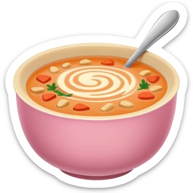 yummy soup in pink bowl sticker