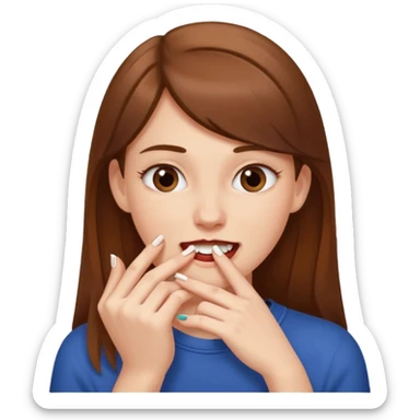 Une fille brune et blanche qui se mord un ongle avec ses dents comme si elle draguait qqn il fait que l'ongle soit entre ses dents sticker