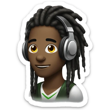a african american with dreads till shoulder and a streamer headphones sticker