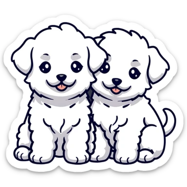 two realistic maltipoo puppies with curly fur sticker