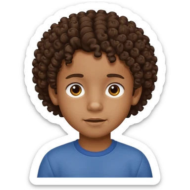 Black 6 year old boy with curly brown hair sticker