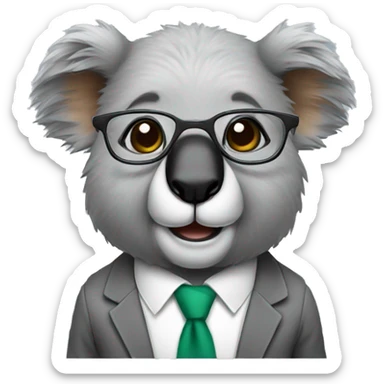 accountant koala, just the face with glasses sticker