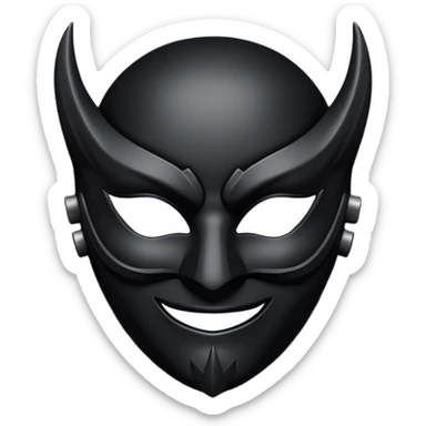 Minimal emoji, gothic mask forged from matte black leather, emotionless expression, smooth heavy surface, subtle leather texture, deep shadows, centered, bdsm slave leather mask sticker