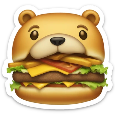 Bear eat cheeseburger  sticker