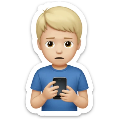 un niño de entre 3 - 10 años jugando con su celular, cansado en una habitacion apagada, el niño tiene piel blanca

 sticker