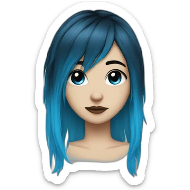 Emo girl piercings and long choppy blue hair side bangs sticker