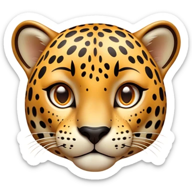 Cinematic Cute Jaguar Portrait Emoji, Head tilted playfully and inquisitively, with a smooth, agile form accented by delicate spotted patterns and round, sparkling eyes full of charm, Simplified yet irresistibly adorable features, highly detailed, glowing with a warm, inviting wild glow, high shine, affectionate and lively, stylized with a touch of whimsical feline grace, soft glowing outline, capturing the essence of a mischievous yet loving jaguar that feels like it could pounce out of the screen into your arms! sticker
