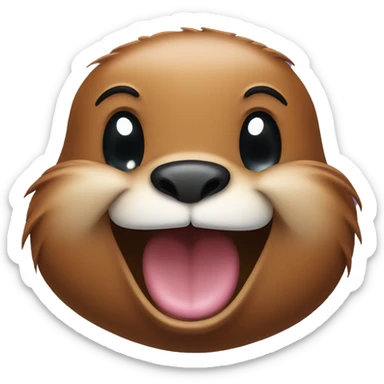 Beaver laughing with emoji tears sticker
