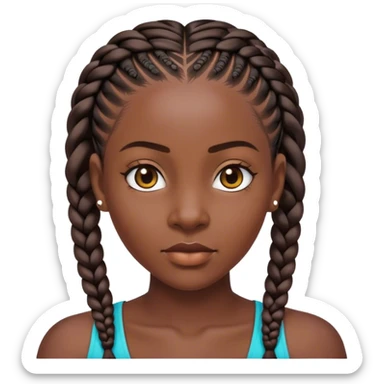 portrait of dark-skinned woman with cornrows  sticker