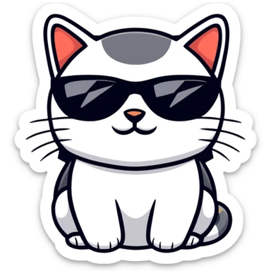 Cool cat wearing sunglasses, looking confident sticker