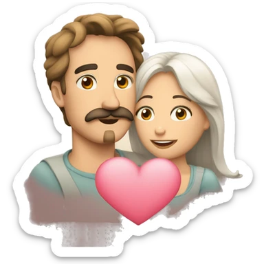 Corazon lleno de amor de un hombre sin bigote y una mujer sticker