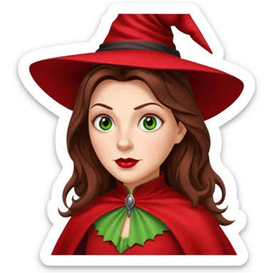 Wicked Witch of the East from the Wizard of Oz with long brown hair, red outfit sticker