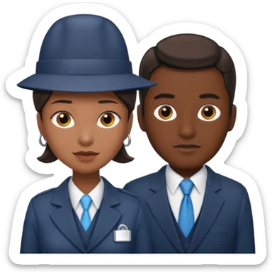 a Detective man is interviewing a cleaning Lady  sticker