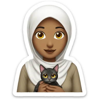 Muslim girl with a cat sticker