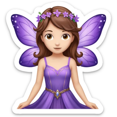 purple fairies with brown hair sticker