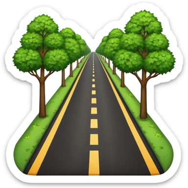 A long HORIZONTAL NOT VERTICAL road! (without lines) with trees and bushes on the sides and behindA long horizontal road (without lines) with trees and bushes on the sides and behind sticker