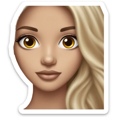 Realistic victoria secret model brunette long hair light brown eyes  sticker