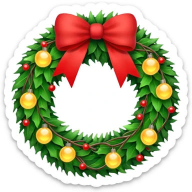 Christmas wreath with lights sticker