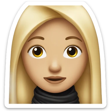 Cute woman with long straight blonde hair. A black scarf is covering the mouth. sticker