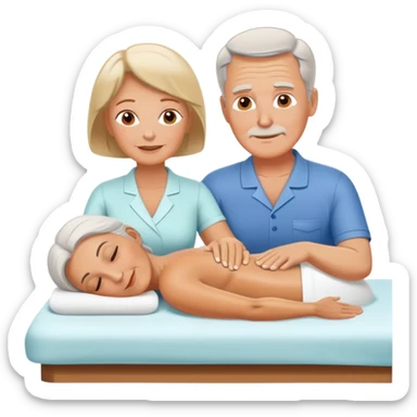 60-year-old white man giving massage to 60-year-old white woman sticker