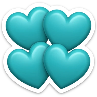 3 teal lined hearts that are hollow in the center sticker