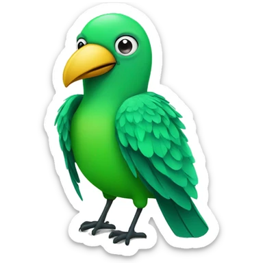Green tropical bird with surgical scrubs on sticker