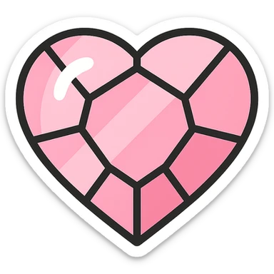 heart shaped rose quartz stone icon, subtle shine, faceted look, gentle pink color sticker
