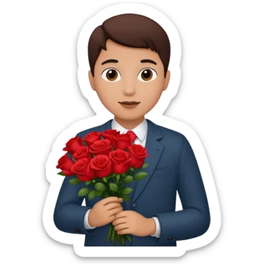 roses boquet in one hand held boquet sticker