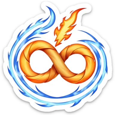  An abstract mystical fire symbol made of intertwining smoke, flame, and lightning, rune-like design, gothic realistic style, soft neutral background, emoji-style icon, clean edges. sticker