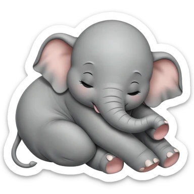meme-worthy-cute-sleeping-baby-elephant-portrait-emoji,-head-resting-peacefully-with-a-contented-smile,-showcasing-a-delightfully-tiny-build-and-a-luxuriously-soft-gray-hide,-eyes-shut-in-a-serene,-restful-nap,-simplified sticker